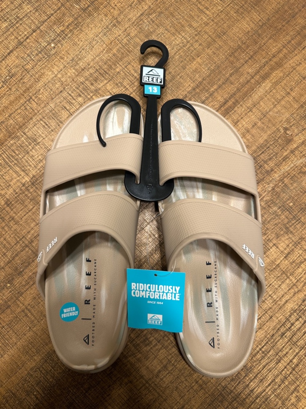 Reef Beige Double-Strap Slide Sandals